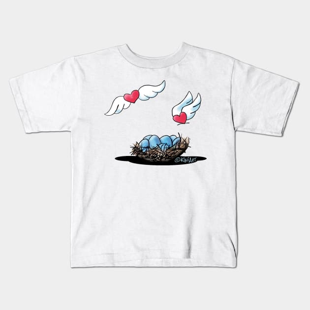 KiniArt Love Birds Kids T-Shirt by KiniArt